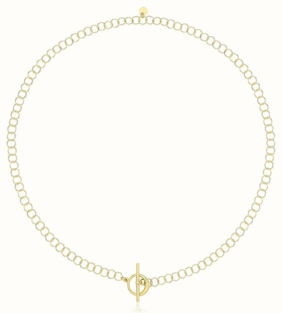 Jewelry James Moore | James Moore Th Gold Plated Sterling Silver Circle Link T Bar Necklace