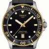 Men'S Tissot | Tissot Seastar 1000 | Black Dial | Black Rubber Strap