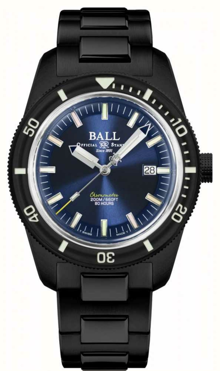 Men'S Ball Watch Company | Ball Watch Company Engineer Ii Skindiver Heritage Chronometer Limited Edition (42Mm) Blue Dial / Black Pvd (Rainbow)