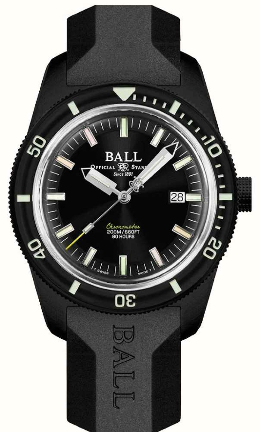 Men'S Ball Watch Company | Ball Watch Company Engineer Ii Skindiver Heritage Chronometer Limited Edition (42Mm) Black Dial / Black Rubber /Rainbow