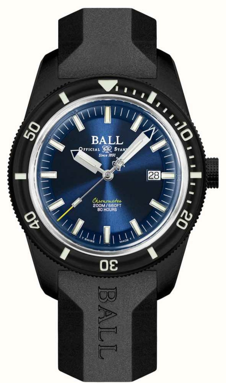 Men'S Ball Watch Company | Ball Watch Company Engineer Ii Skindiver Heritage Chronometer Limited Edition (42Mm) Blue Dial / Black Rubber