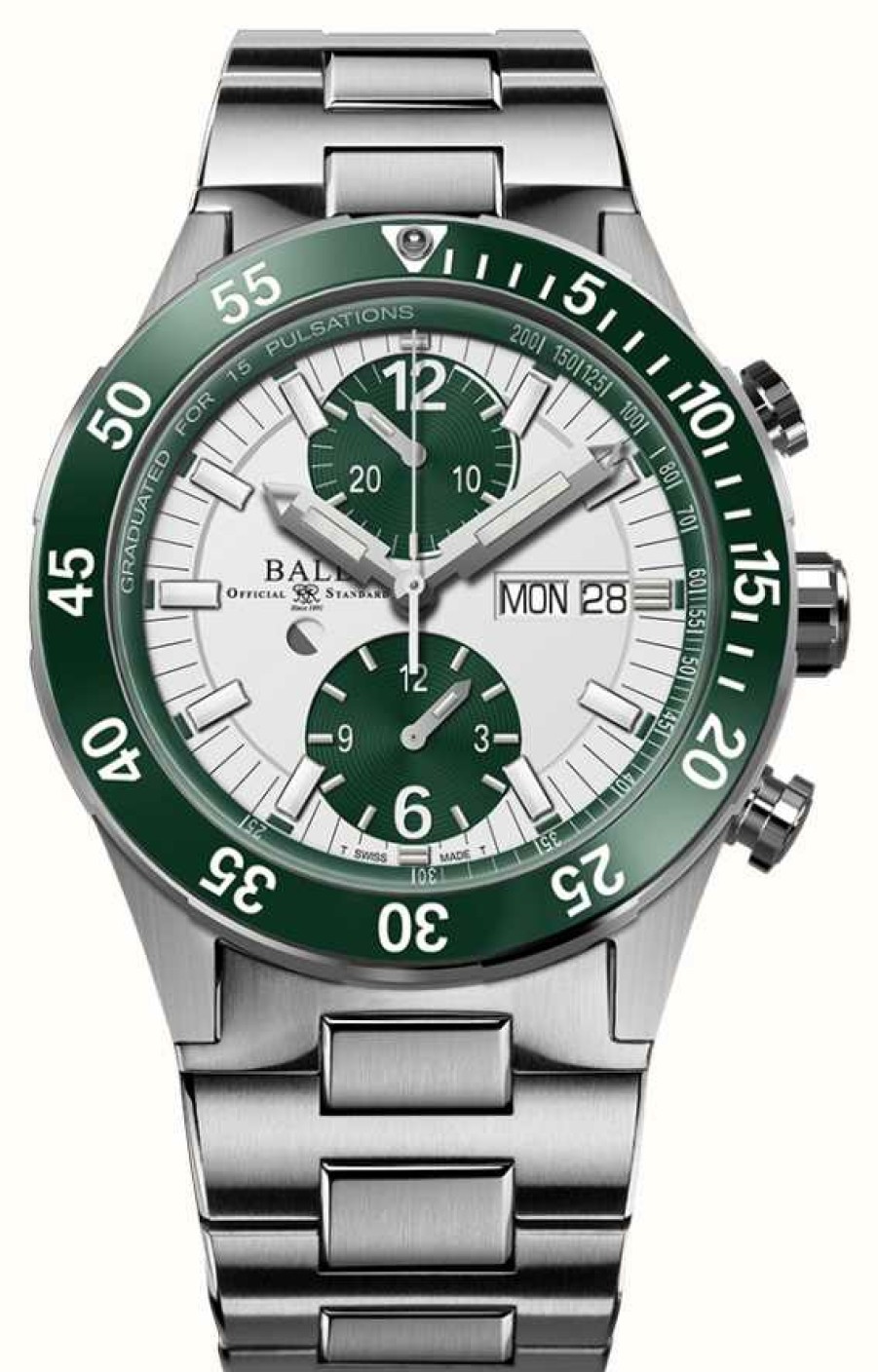 Men'S Ball Watch Company | Ball Watch Company Roadmaster Rescue Chronograph | 41Mm | Limited Edition | Green And White