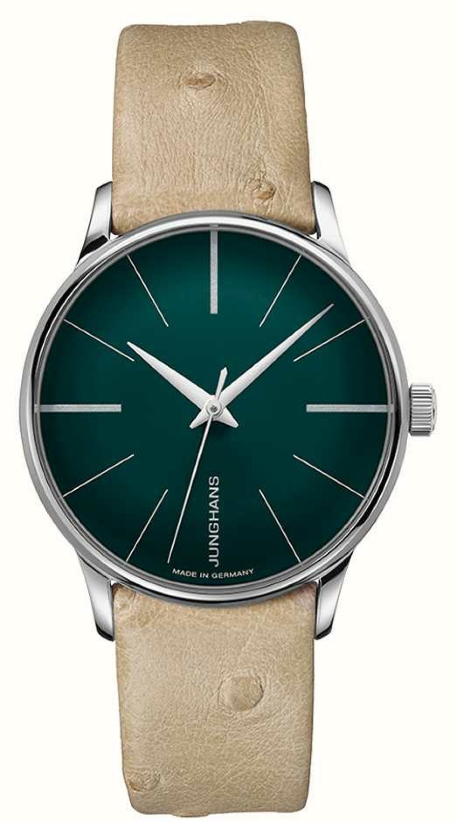 Women'S Junghans | Junghans Meister Damen Automatic | Green Dial | Light Brown Ostrich Leather Strap