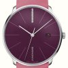 Women'S Junghans | Junghans Meister Fein Automatic | Diamond Set | Blackberry Dial | Pink Leather Strap