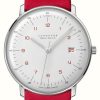 Women'S Junghans | Junghans Max Bill Mega Solar | White Dial | Red Vegan Apple Fibre Strap