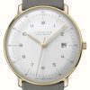 Men'S Junghans | Junghans Max Bill Mega Solar | Grey Dial | Grey Leather Strap