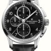 Men'S Maurice Lacroix | Maurice Lacroix Pontos Chronograph (43Mm) Black Dial / Black Leather