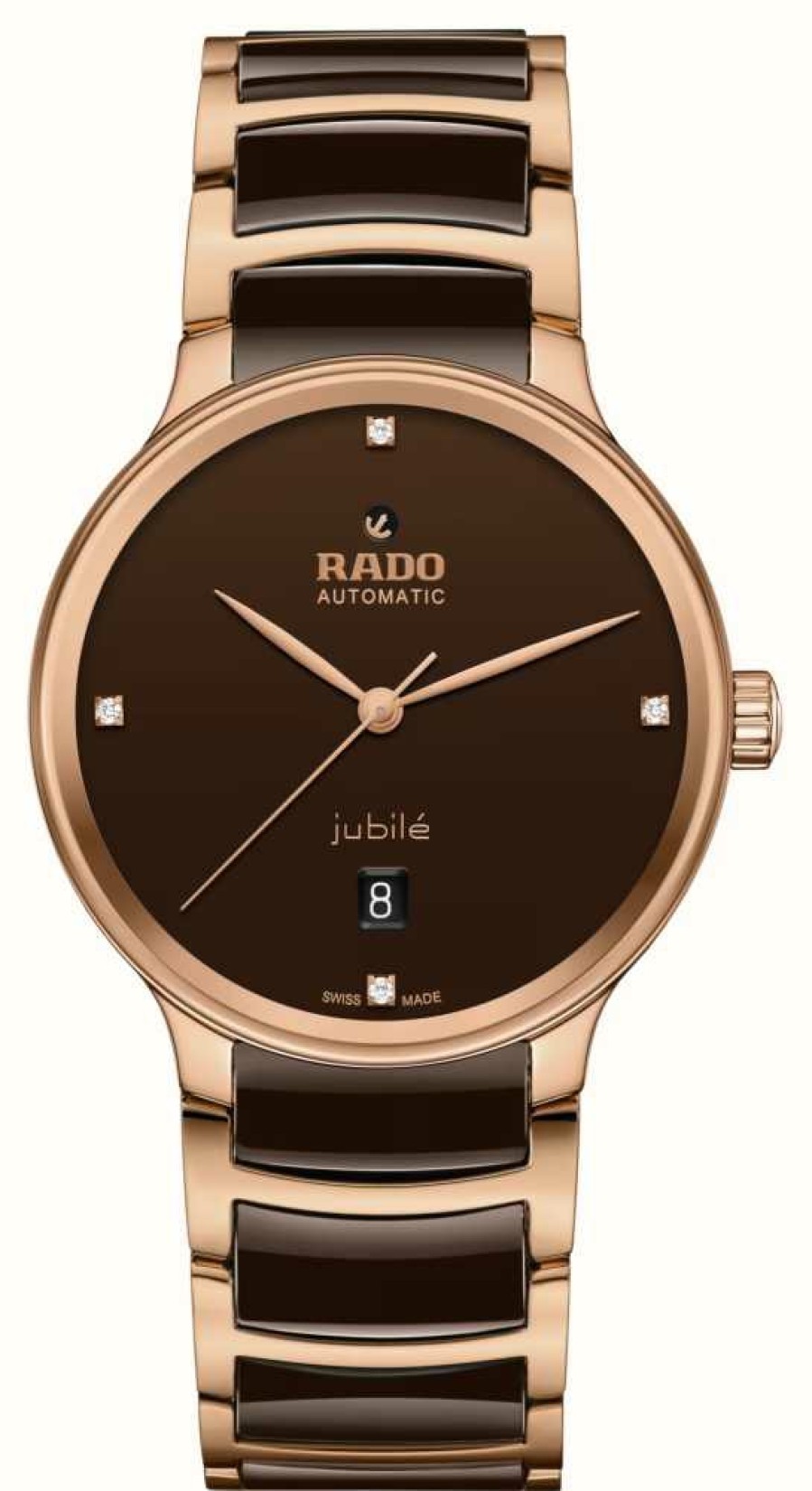 Men'S RADO | Rado Centrix Diamonds Automatic (39.5Mm) Brown Dial / Brown High-Tech Ceramic & Pvd Stainless Steel