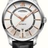 Men'S Maurice Lacroix | Maurice Lacroix Pontos Day Date (41Mm) Silver Dial / Black Leather