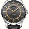 Men'S Maurice Lacroix | Maurice Lacroix Pontos Day Date (41Mm) Anthracite Dial / Black Leather