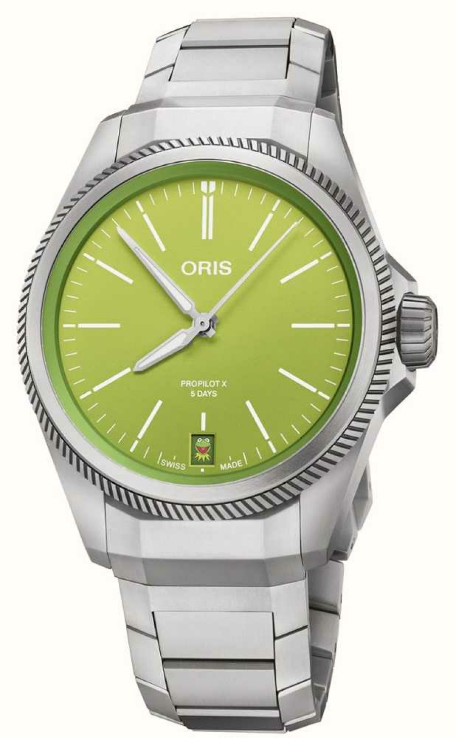 Men'S ORIS | Oris Propilot X Kermit Edition Calibre 400 Automatic (39Mm) Green Dial / Titanium Bracelet