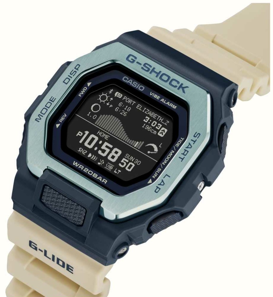 Men'S Casio | Casio G-Shock G-Lide Surf Story Digital Display Bio-Based Resin Strap