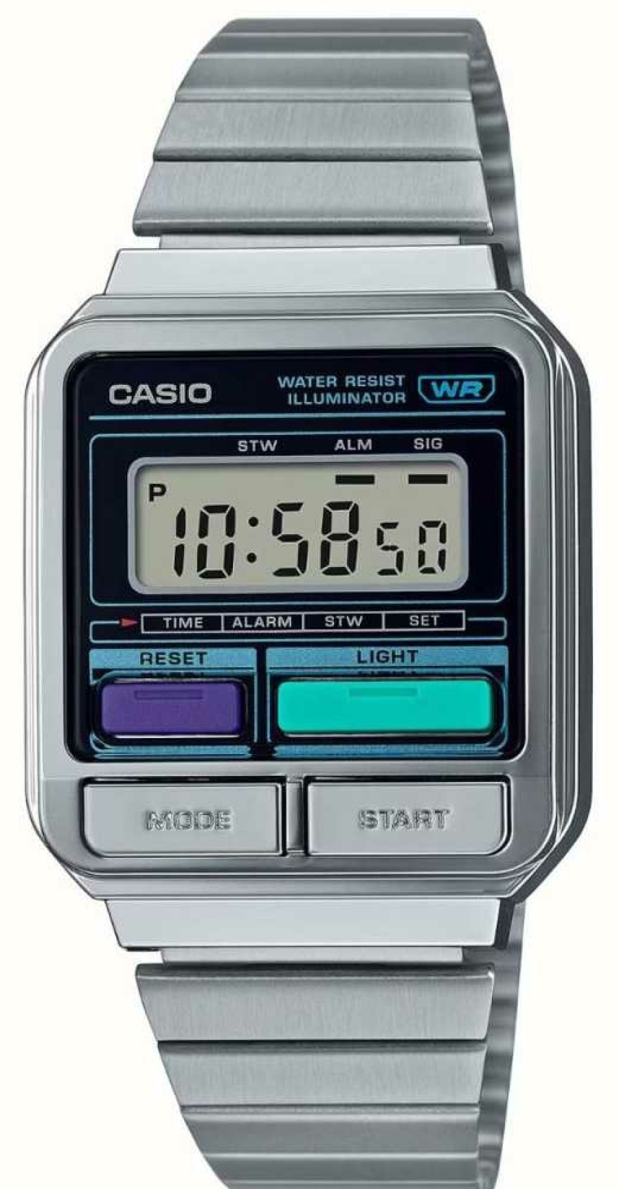 Women'S Casio | Casio Vintage Retro Digital Dial / Stainless Steel Bracelet