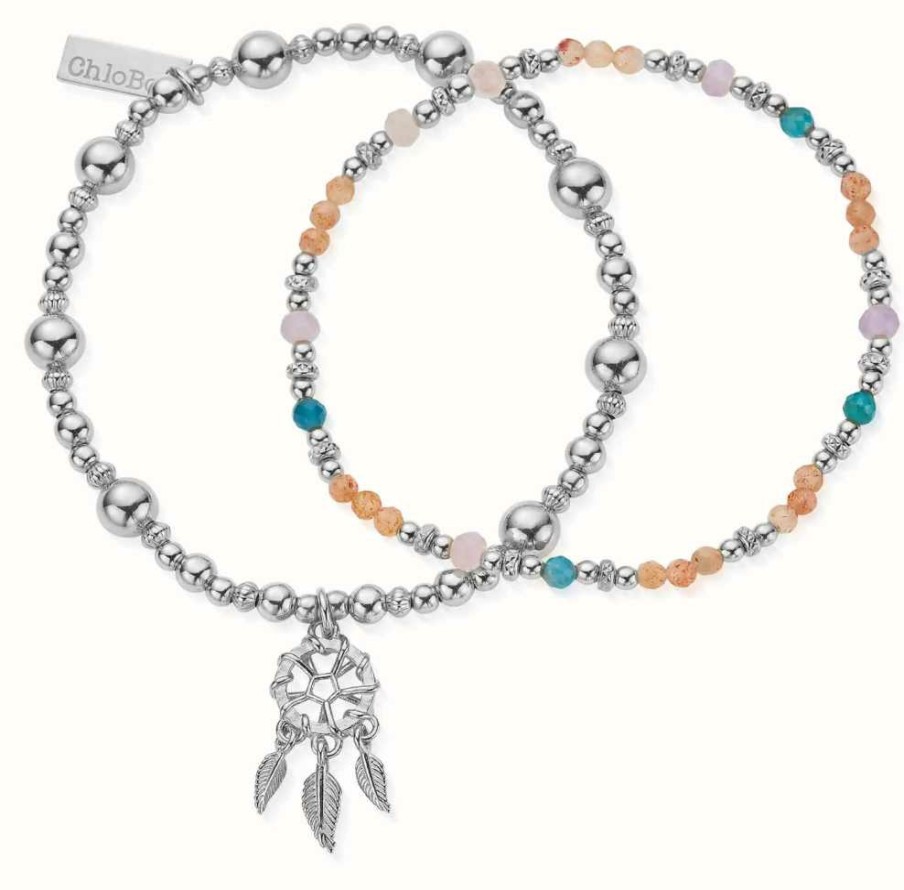 Jewelry ChloBo Jewellery | Chlobo Dusky Dreams | Set Of 2 Bracelets | Sterling Silver | Coloured Beads