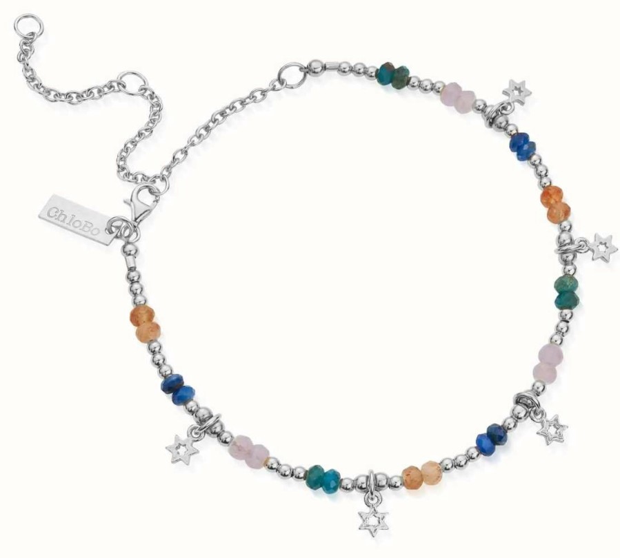 Jewelry ChloBo Jewellery | Chlobo Nightfall Wishes Anklet | Sterling Silver | Coloured Beads