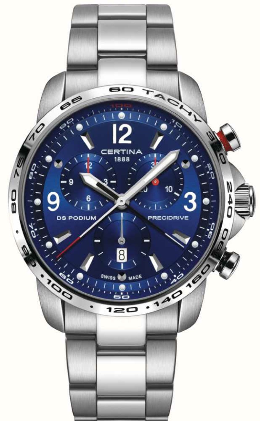 Men'S Certina | Certina Ds Podium Quartz (44Mm) Blue Dial / Stainless Steel