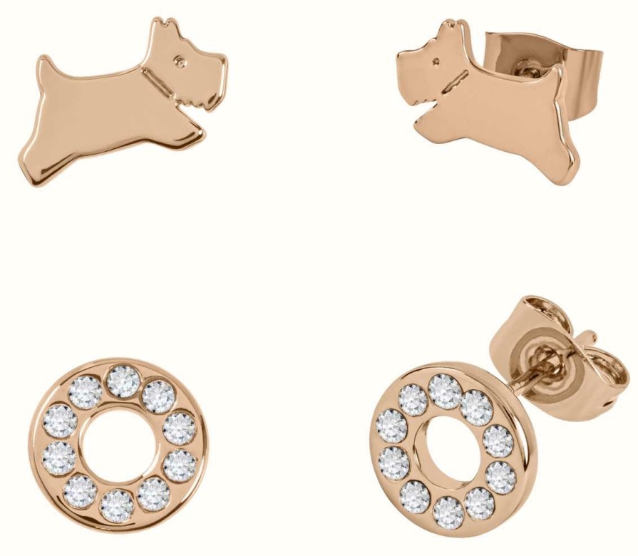 Jewelry Radley Jewellery | Radley Jewellery Set Of 2 Pairs Of Earrings | Rose Gold Plated | Crystal Set