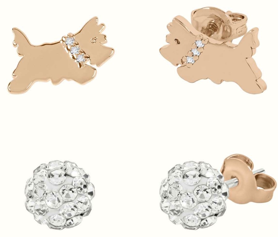 Jewelry Radley Jewellery | Radley Jewellery Set Of 2 Pairs Of Stud Earrings | Rose Gold Plated | Crystal Set