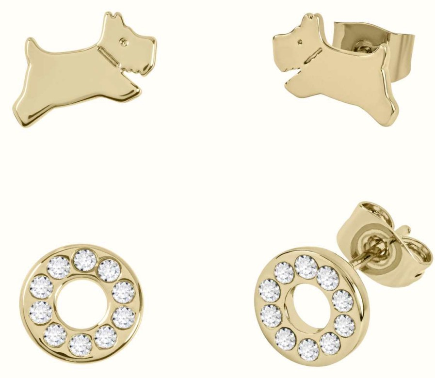 Jewelry Radley Jewellery | Radley Jewellery Set Of 2 Pairs Of Stud Earrings | Gold Plated | Crystal Set