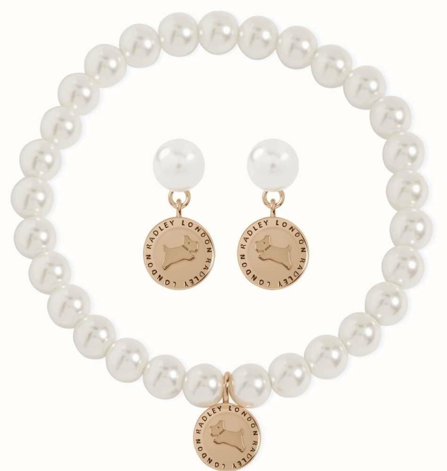 Jewelry Radley Jewellery | Radley Jewellery Bracelet And Earring Set | Rose Gold Plated | Pearls