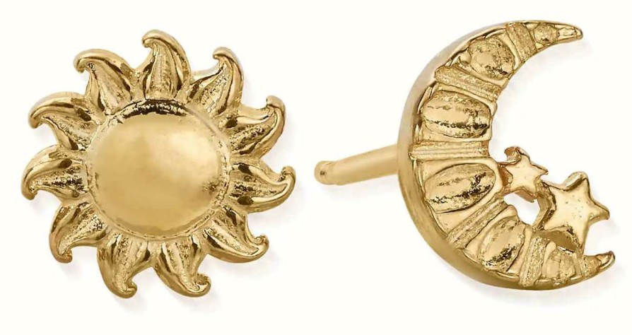 Jewelry ChloBo Jewellery | Chlobo Moon And Sun Stud Earrings | Gold Plated