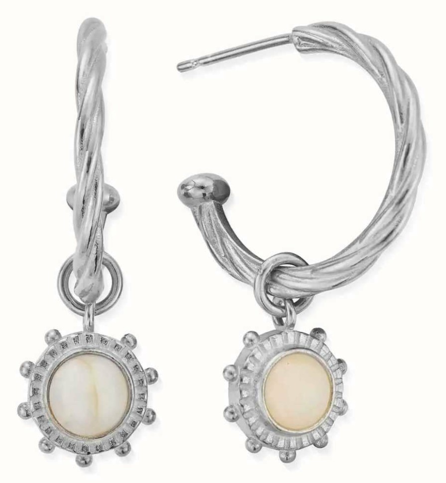 Jewelry ChloBo Jewellery | Chlobo New Hope Hoop Earrings | Sterling Silver | Opal