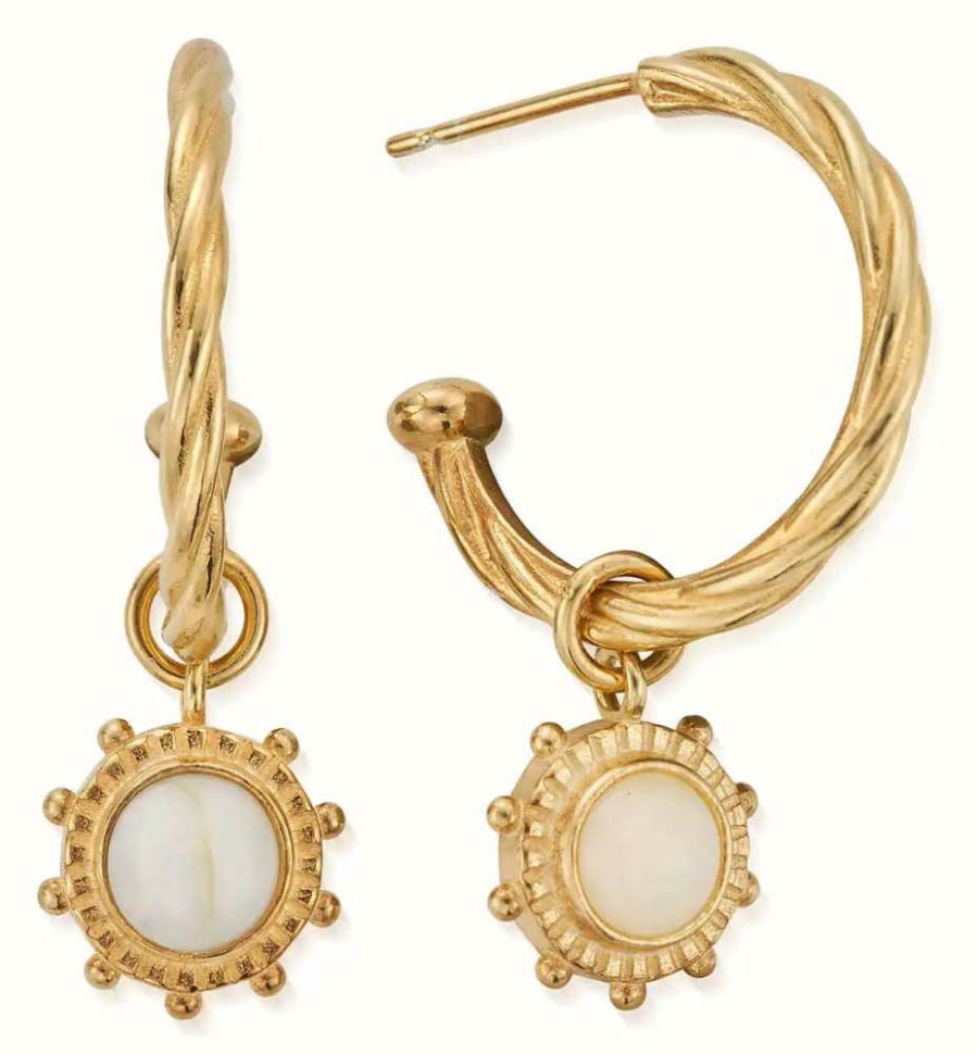 Jewelry ChloBo Jewellery | Chlobo New Hope Hoop Earrings | Gold Plated | Opal Charm