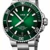 Men'S ORIS | Oris Aquis Date Calibre 400 Automatic (43.5Mm) Green Dial / Stainless Steel Bracelet