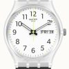 Men'S Swatch | Swatch Rinse Repeat | White Dial | Black Silicone Strap