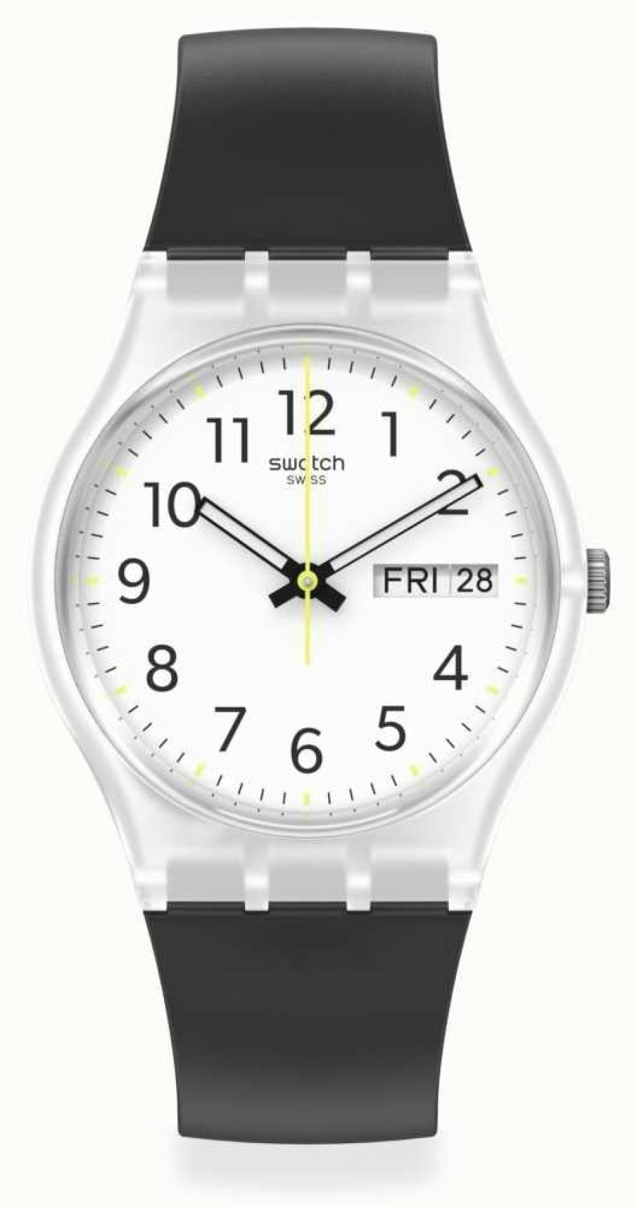 Men'S Swatch | Swatch Rinse Repeat | White Dial | Black Silicone Strap