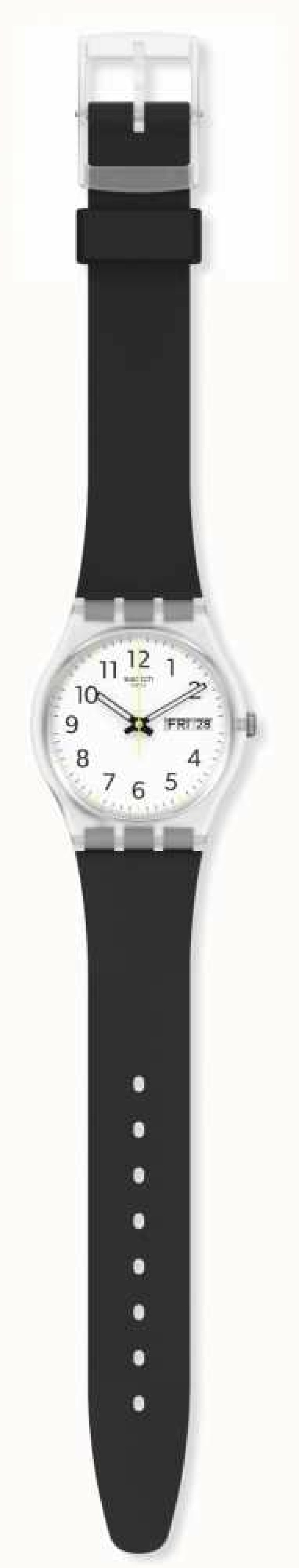 Men'S Swatch | Swatch Rinse Repeat | White Dial | Black Silicone Strap