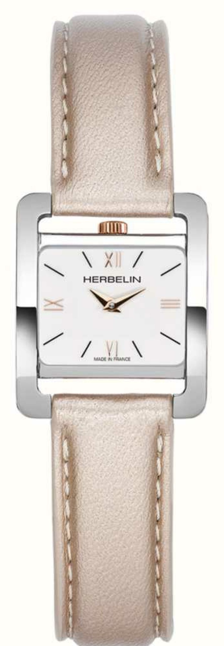 Women'S Herbelin | Herbelin V Avenue | White Dial | Pale Pink Leather Strap