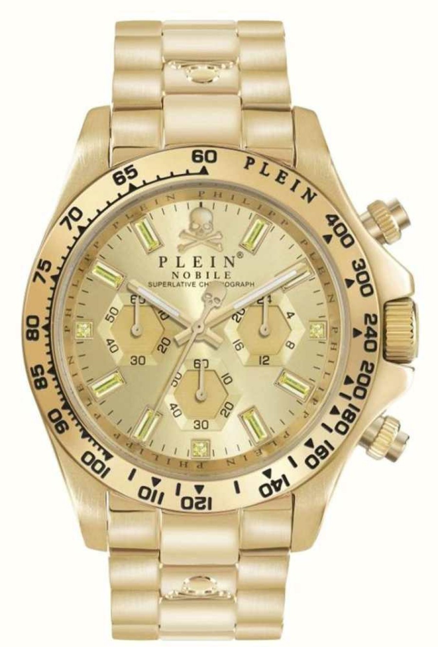 Men'S Philipp Plein | Philipp Plein Nobile $Treet Couture Chrono Gold Dial / Gold Pvd Steel