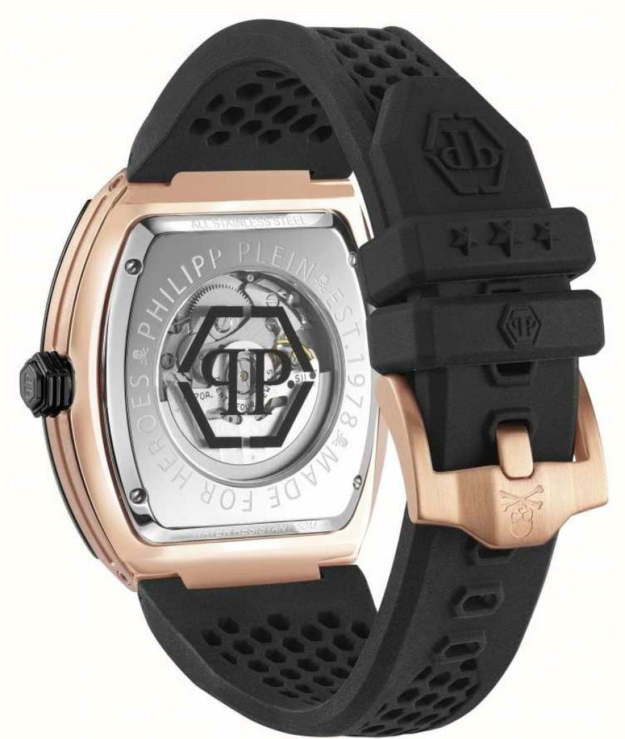 Men'S Philipp Plein | Philipp Plein The $Keleton High-Conic Automatic Rose-Gold / Black Strap