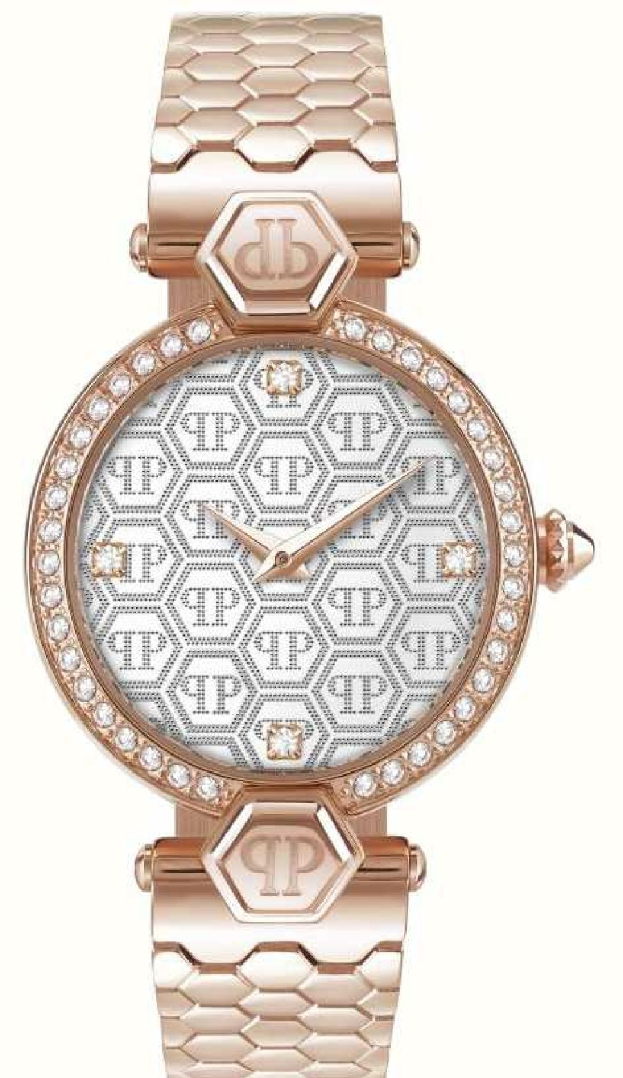 Women'S Philipp Plein | Philipp Plein Plein Couture $Treet Couture Silver Dial / Rose Gold Pvd Steel