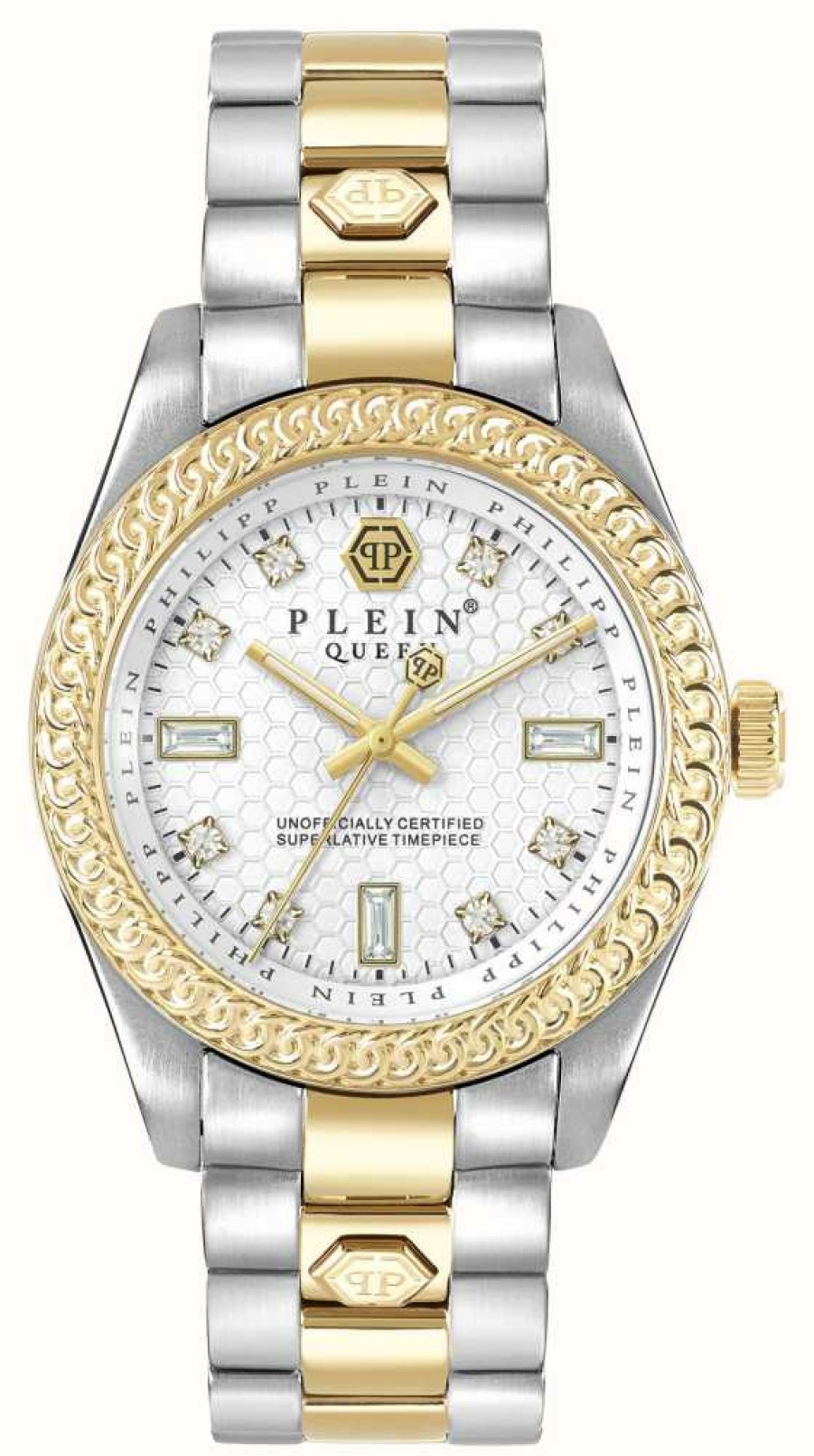 Women'S Philipp Plein | Philipp Plein Queen $Treet Couture White Dial / Two-Tone Steel