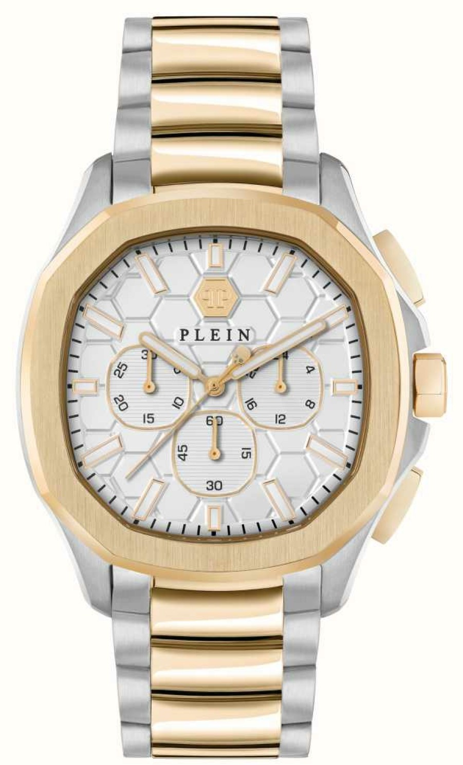 Men'S Philipp Plein | Philipp Plein $Pectre Chrono High-Iconic / Silver Dial Two Tone Steel