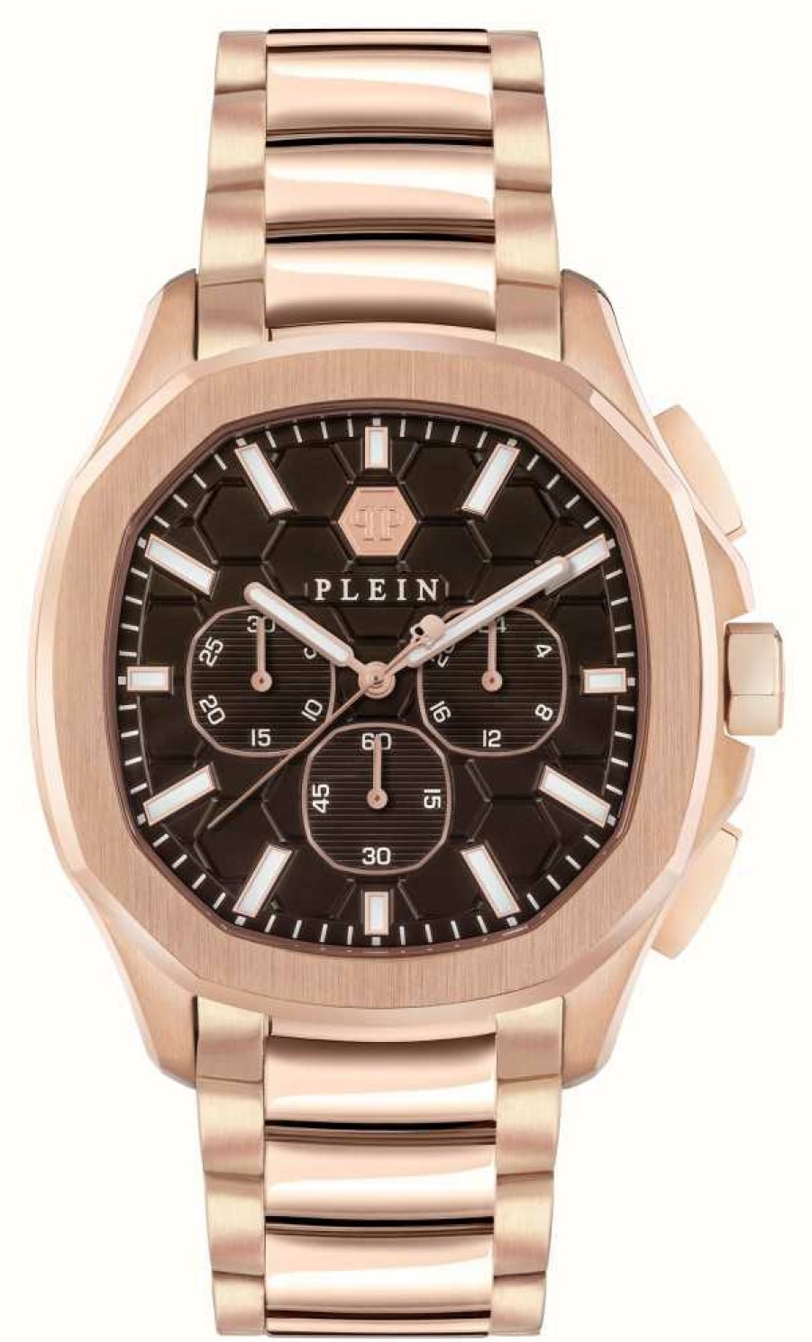 Men'S Philipp Plein | Philipp Plein $Pectre Chrono High-Conic / Brown Dial Rose Gold Pvd Steel