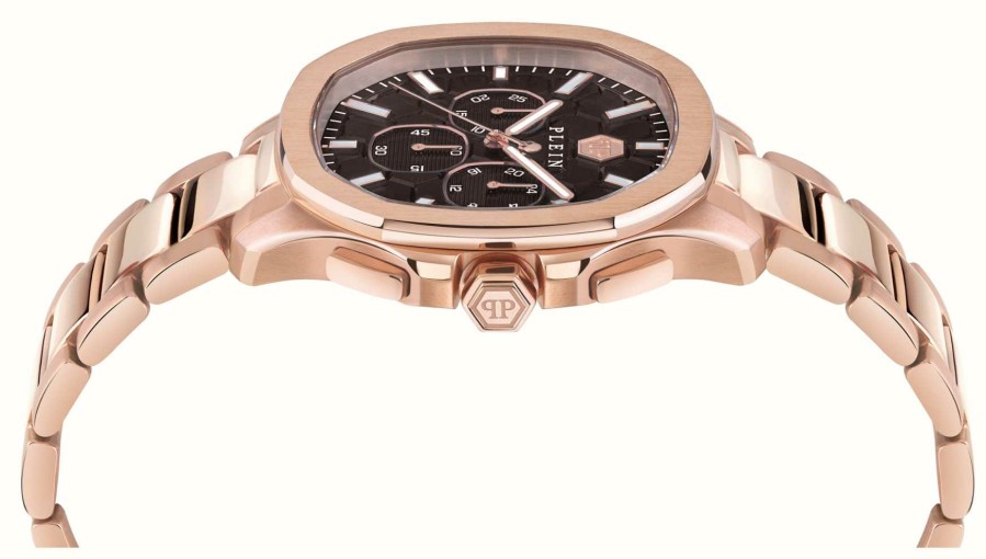 Men'S Philipp Plein | Philipp Plein $Pectre Chrono High-Conic / Brown Dial Rose Gold Pvd Steel