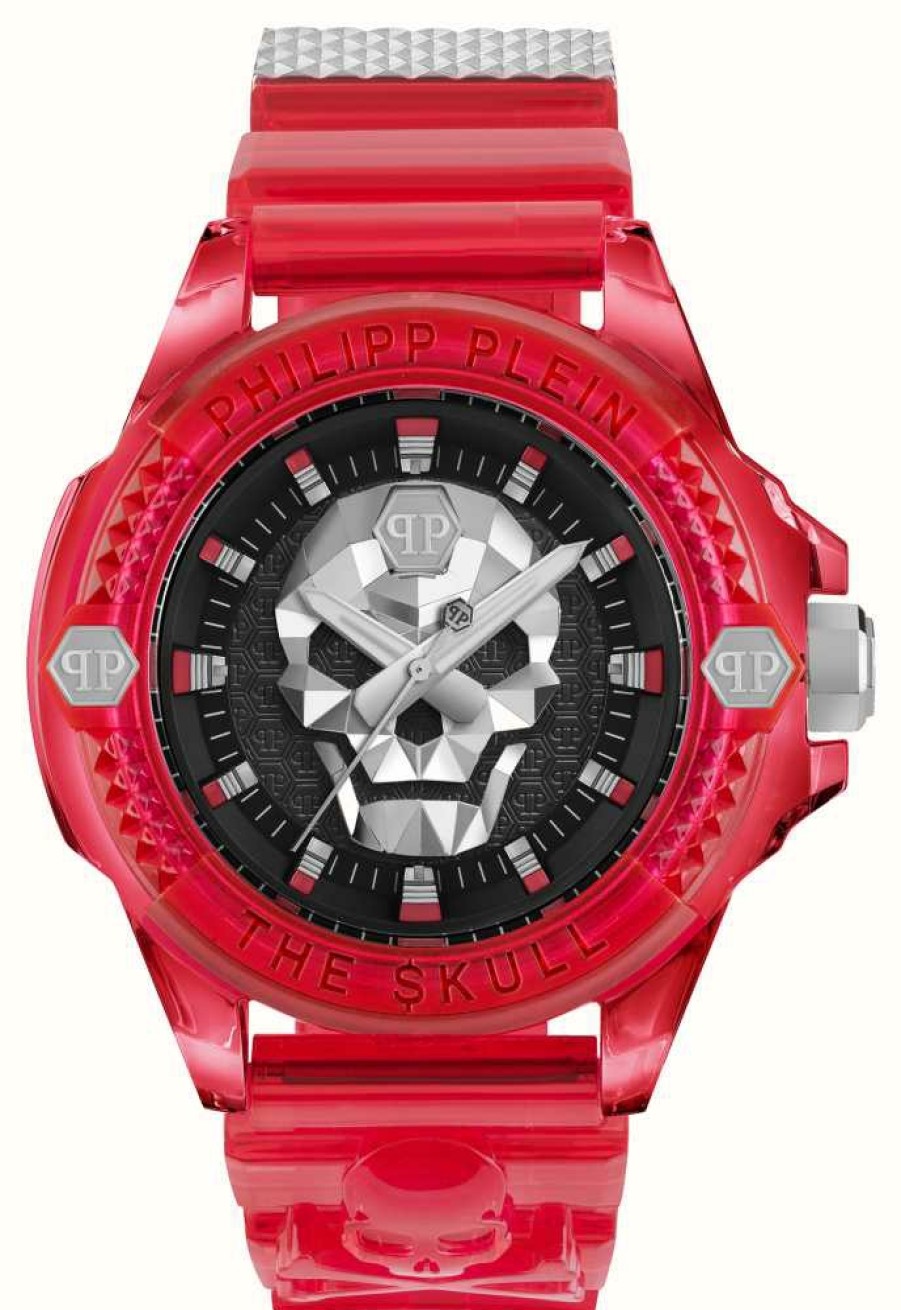 Men'S Philipp Plein | Philipp Plein $Kull Synthetic High-Iconic / Black Dial Red Strap