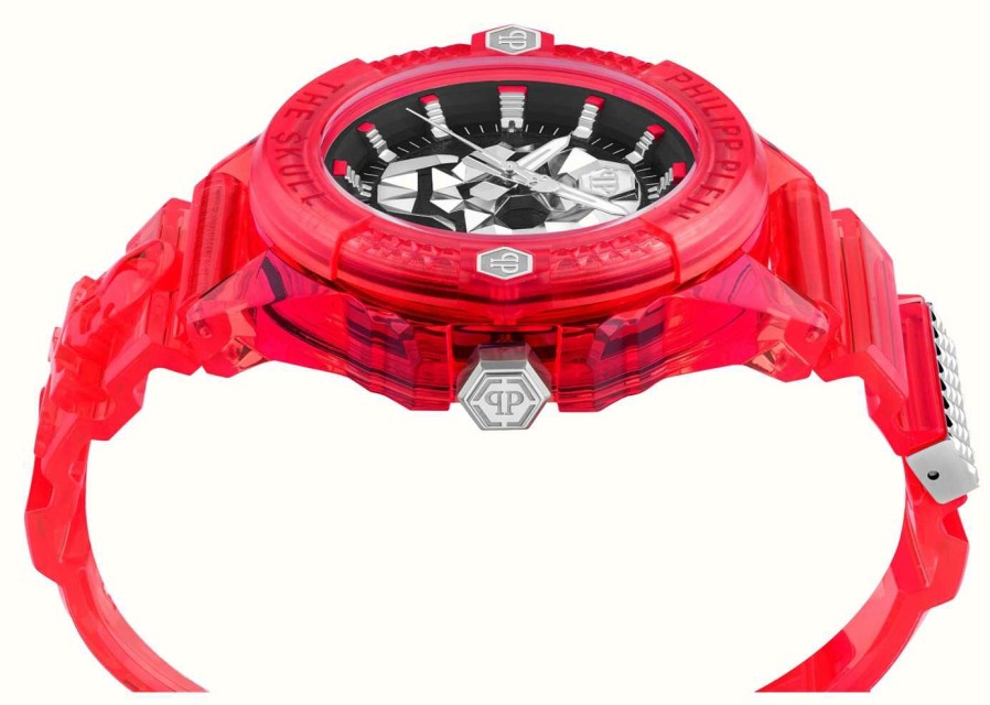 Men'S Philipp Plein | Philipp Plein $Kull Synthetic High-Iconic / Black Dial Red Strap