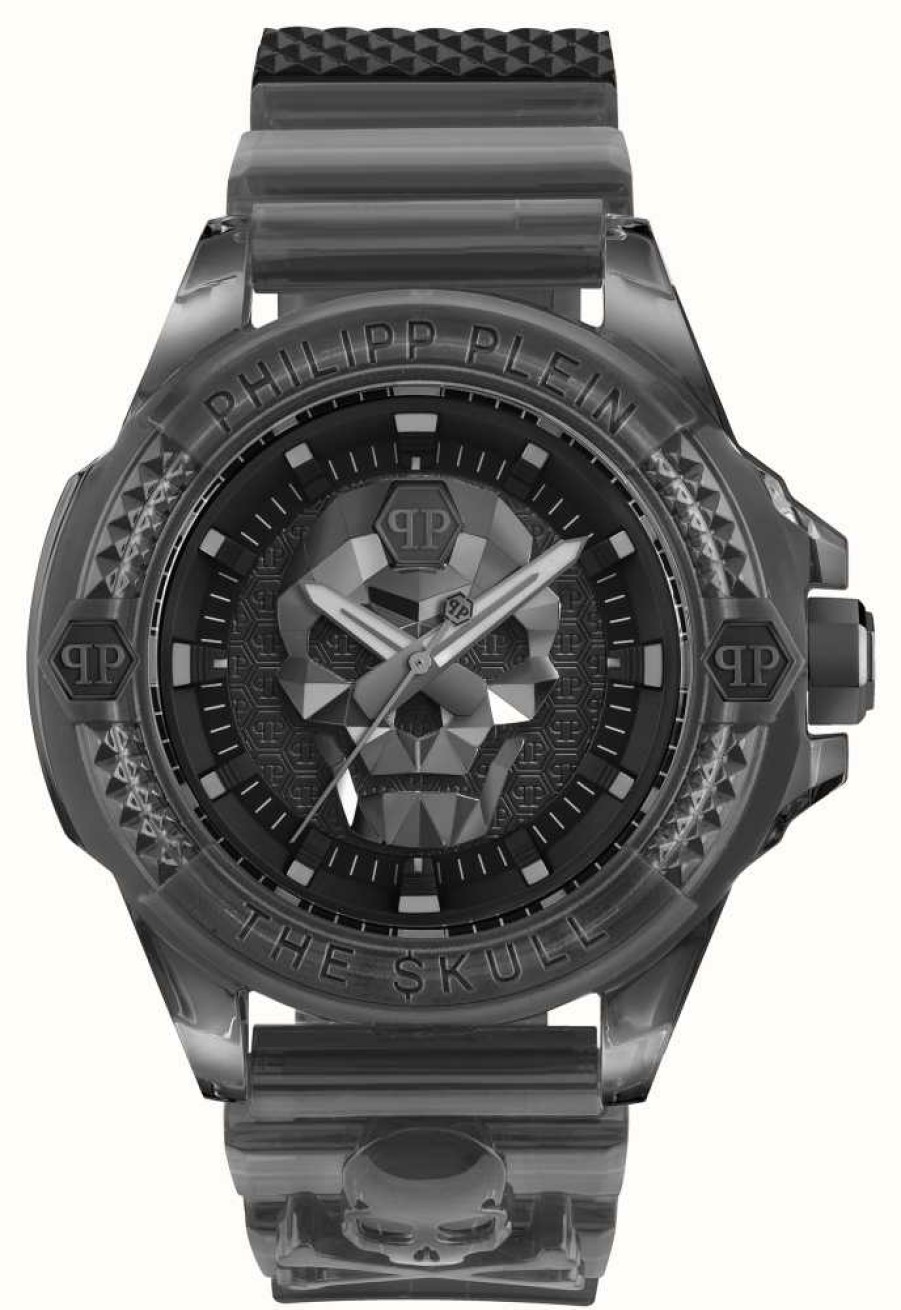 Men'S Philipp Plein | Philipp Plein $Kull Synthetic High-Iconic / Black Dial Grey Strap