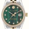 Women'S Philipp Plein | Philipp Plein Date Superlative Street Couture / Green Dial Two Tone Steel