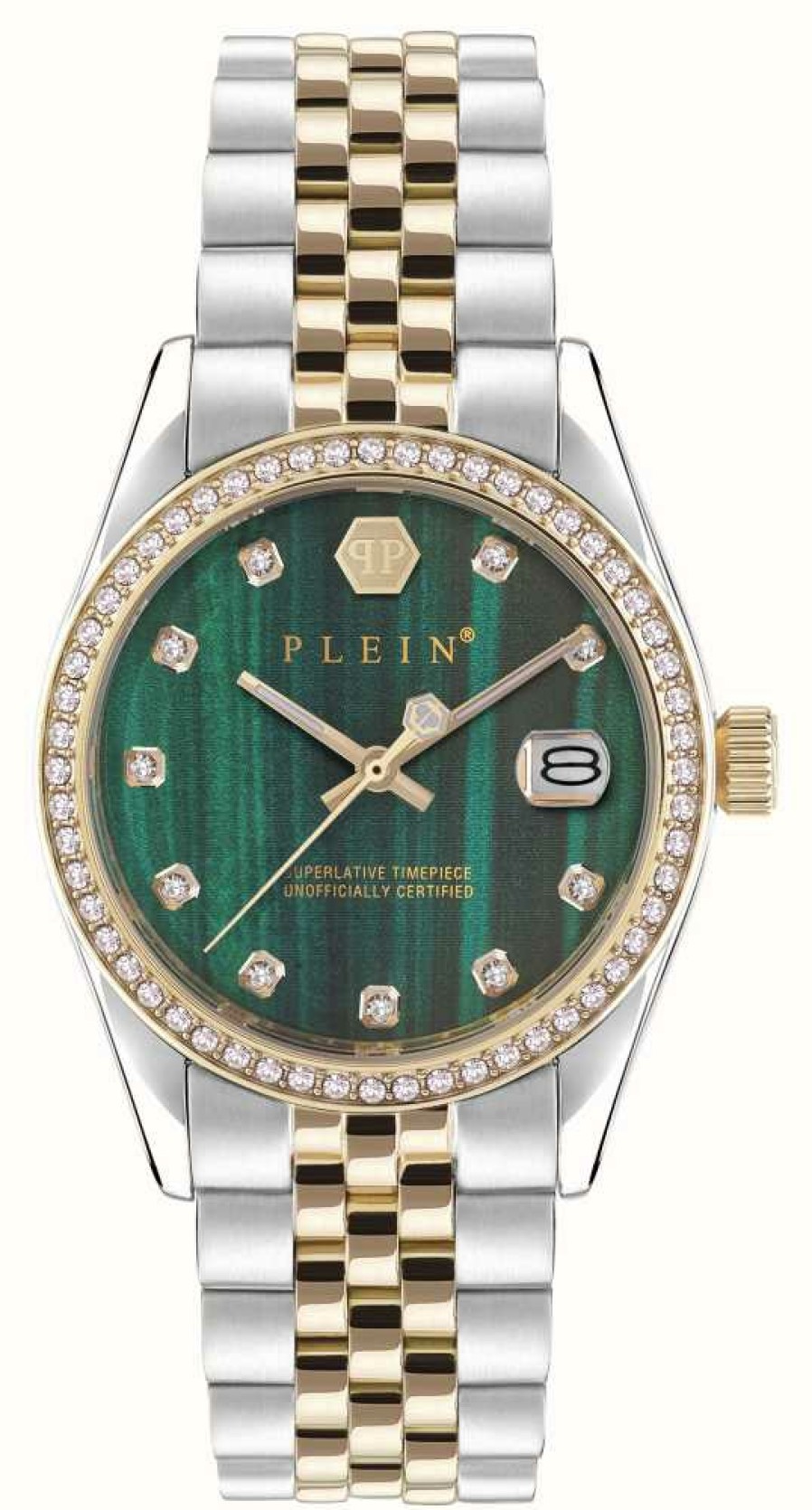 Women'S Philipp Plein | Philipp Plein Date Superlative Street Couture / Green Dial Two Tone Steel