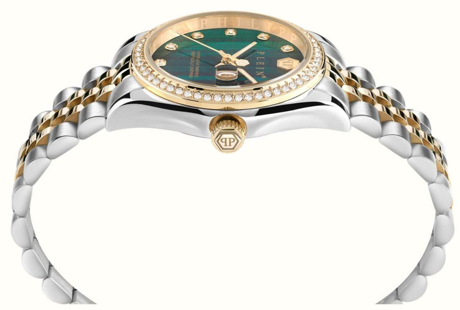 Women'S Philipp Plein | Philipp Plein Date Superlative Street Couture / Green Dial Two Tone Steel