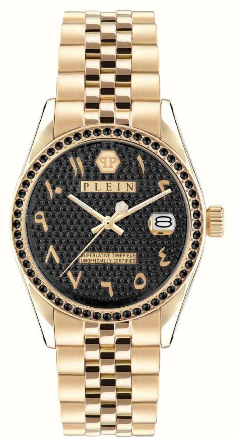 Women'S Philipp Plein | Philipp Plein Date Superlative Street Couture / Black Dial Gold Pvd Steel