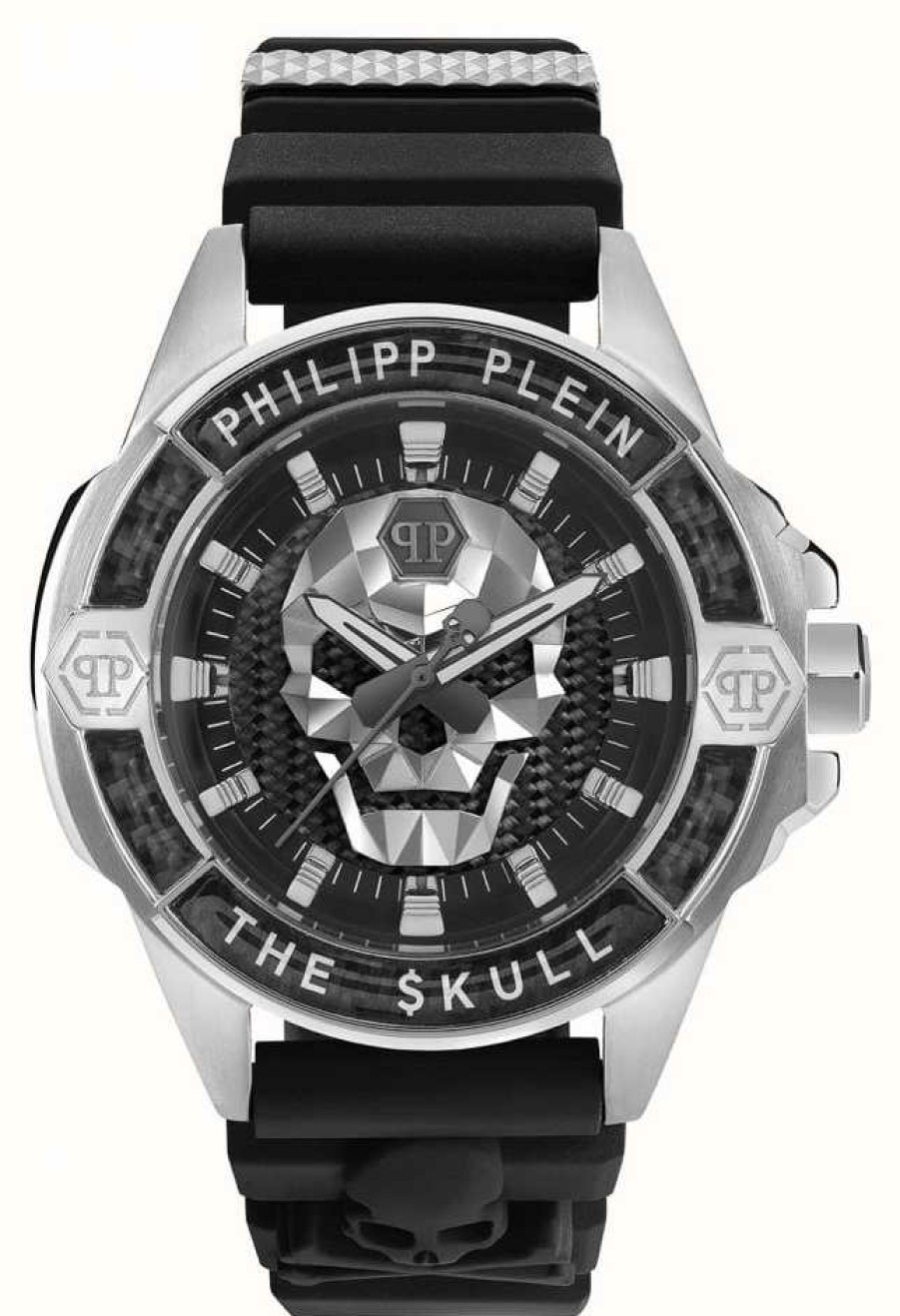 Men'S Philipp Plein | Philipp Plein The $Kull Carbon Fiber High-Conic / Black Dial Black Strap