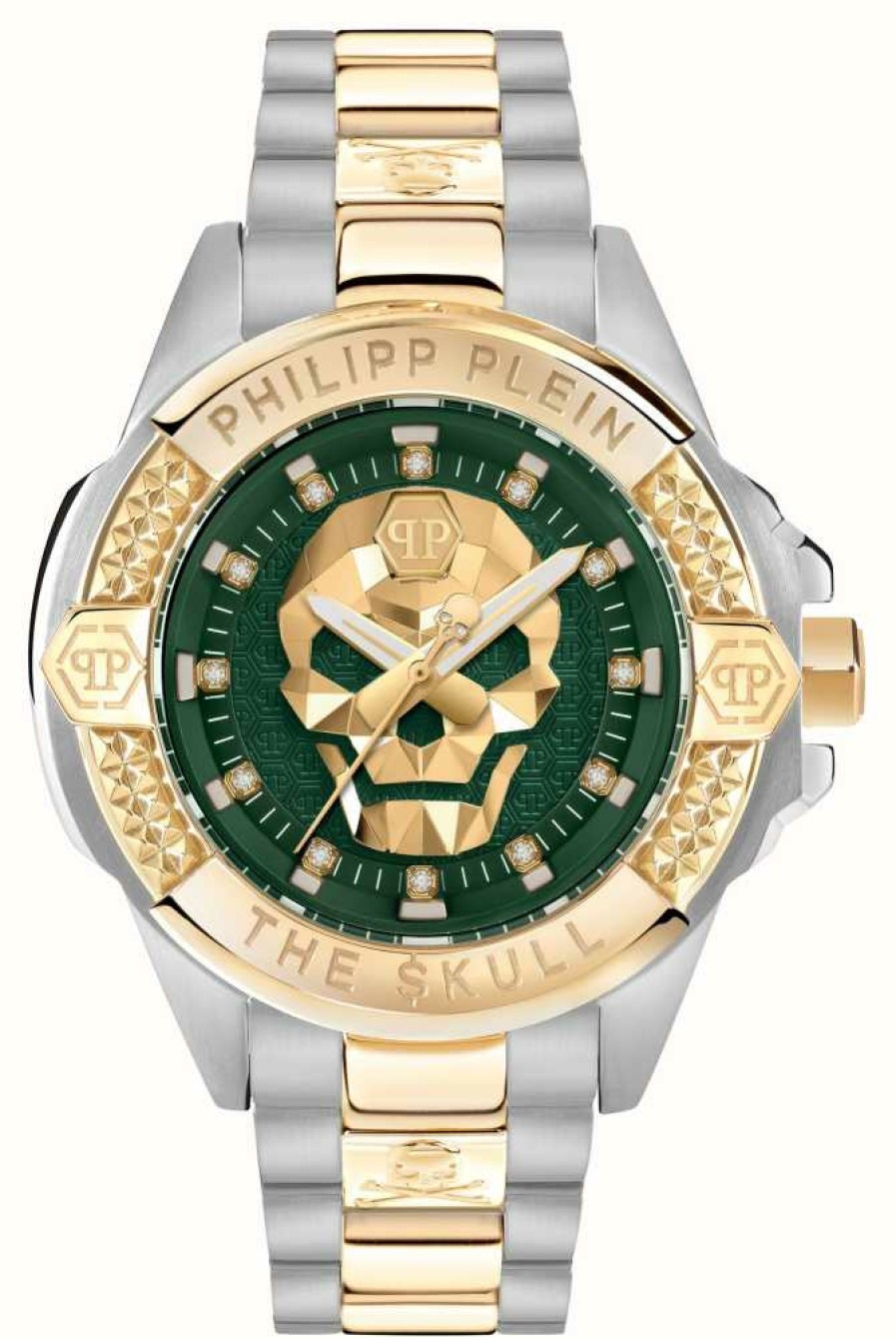 Jewelry Philipp Plein | Philipp Plein The $Kull Genderless High-Conic / Green Dial Two Tone Steel