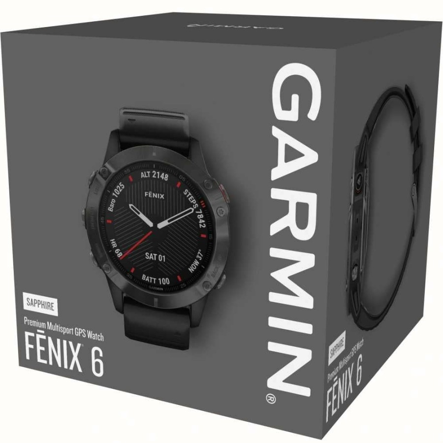 Men'S Garmin | Garmin Fenix 6X Pro Sapphire | Black Dlc Brown Leather Strap And Black Rubber Strap | Refurb Model