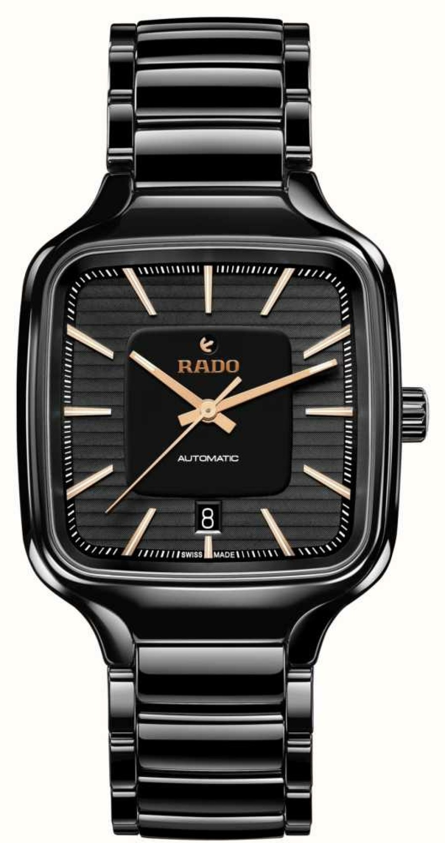 Men'S RADO | Rado True Square Automatic (38Mm) Black Dial / Black High-Tech Ceramic Bracelet